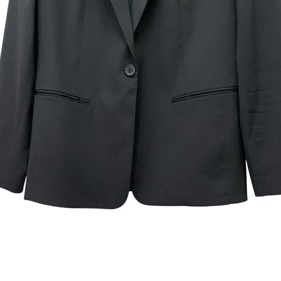 Everlane Womens Black 100% Wool One Button Blazer Size 10 Fully Lined Jacket - Picture 7 of 11
